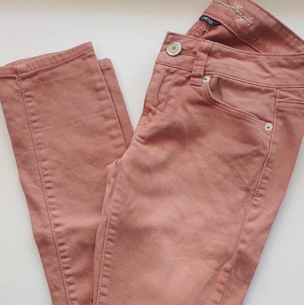 American Eagle Stretch Skinny Jeans Pink Denim
